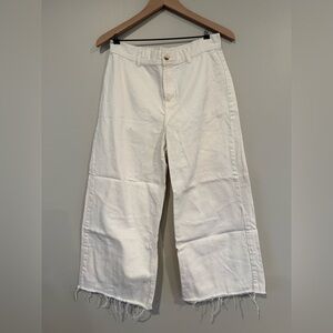 White Cropped Wide Leg pants